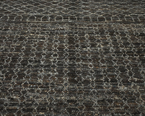 9x12 Moroccan Brown Hand Woven Wool Area Rug